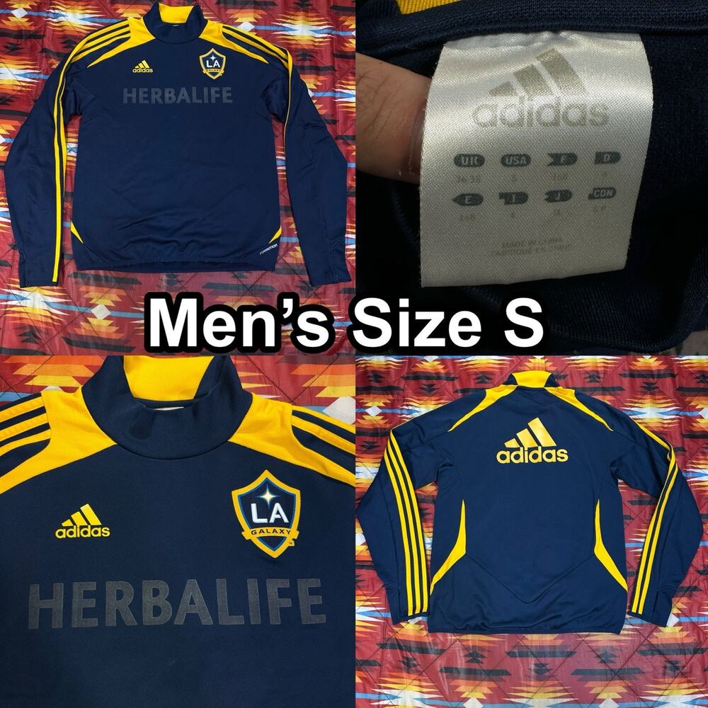 Adidas MLS 2012 Los Angeles GALAXY Blue Sweater Men’s Size Small Thumbholes